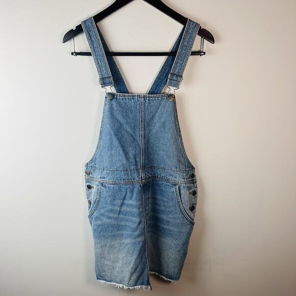 Billabong X Sincerely Jules Overalls Skirt Fade Away Denim Jumper Large - Picture 1 of 8